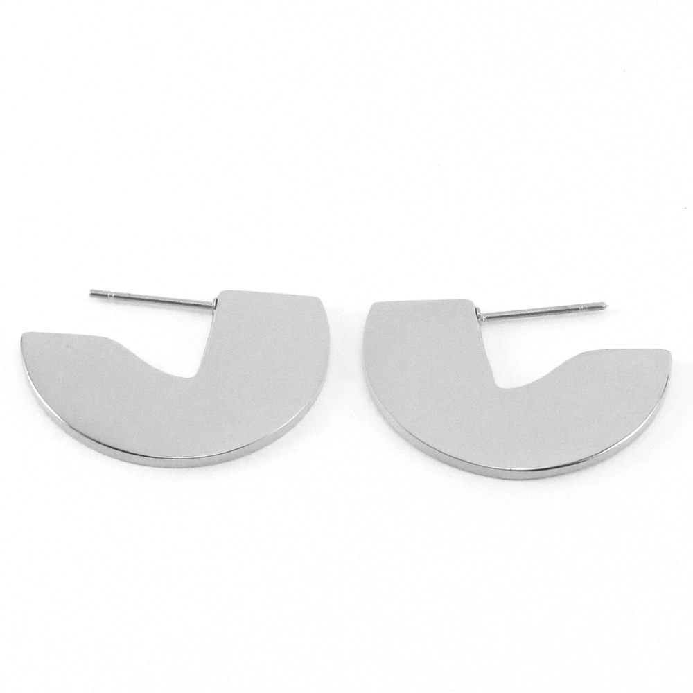 Silver Half Circle Semi Hoop Earrings